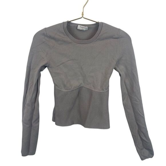 BABATON ARITZIA Sculpt Knit Empire Long Sleeve Corset Top Gray Size‎ Small - Picture 1 of 8